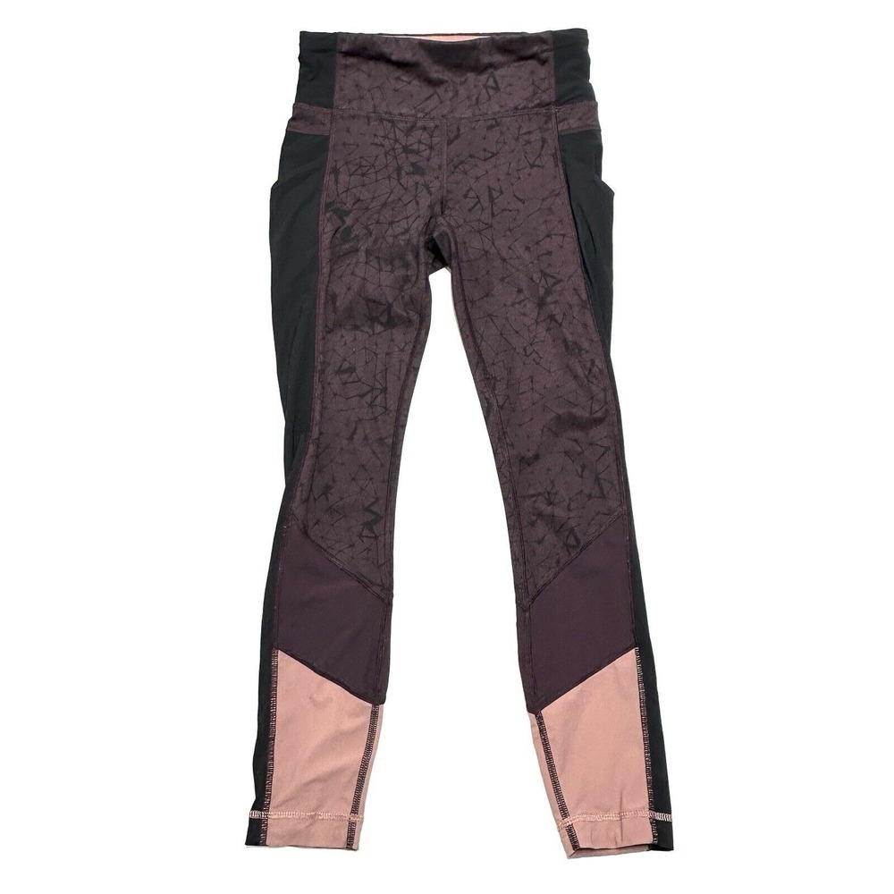 Lululemon Leggings Sz 4 Trail Bound 7/8 Tight Black Cherry Luxtreme Star Crushed